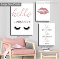 Hello Gorgeous Eyelashes Lips Fashion Minimalist Stretched Cheap 3 Piece Framed Canvas Prints Wall Art Modern Photograph for Room Disposition