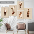 Father Loves Progeny Scandinavian Minimalist Rolled 5 Piece Framed Wall Painting Figure for Bedroom Print on Canvas Arrangement