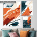 Curved Stroke Mackles Lines Abstract Photograph Rolled Wrapped 3 Piece Stretched Modern Set Canvas Print for Room Wall Painting Embellishment