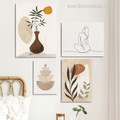 Tarnish Vase Leafage Spots Scandi Boho Style Botanical Cheap Wrapped Rolled 4 Piece Framed Wall Art Photograph Canvas Print for Room Moulding