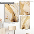 Golden Curved Tarnish Marble Spots Modern Photograph Abstract Rolled Wrapped 3 Piece Framed Set Canvas Print for Room Wall Painting Onlay