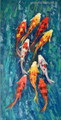 Horde of Goldfish Animal Abstract Watercolor Painting Picture Canvas Print