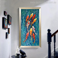 Horde of Goldfish Animal Abstract Watercolor Painting Picture Canvas Print for Wall Outfit