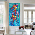 Huddle of Goldfish Animal Abstract Watercolor Painting Picture Canvas Print for Home Wall Decor