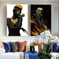 African Girls Modern Framed Figure Painting Picture Canvas Print for Living Room Wall Getup
