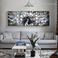 Peacock Abstract Bird Framed Knife Resemblance Picture Canvas Print for Wall Garniture