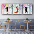 Romantic Kiss Abstract Modern Framed Watercolor Painting Picture Canvas Print for Dining Room Wall Adornment
