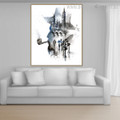 Smoking Man Abstract Watercolor Framed Cityscape Canvas Artwork Image Print for Room Wall Adornment