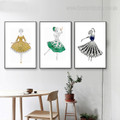 Gems Dress Abstract Modern Framed Canvas Artwork Portrait Print for Dining Room Wall Decor