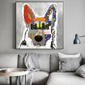 German Shepherd Dog Abstract Animal Framed Modern Painting Picture Canvas Print for Room Wall Outfit