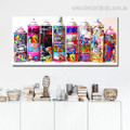 Paint Bottles Animated Abstract Modern Framed Painting Image Canvas Print for Room Wall Decor