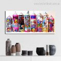 Paint Bottles Animated Abstract Modern Framed Painting Image Canvas Print for Room Wall Flourish