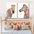 Shot Zebras Abstract Animal Framed Modern Painting Picture Canvas Print for Kids Room Wall Tracery