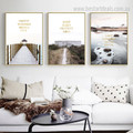 Bridge Fleet Snow Nature Landscapes Contemporary Framed Painting Photo Canvas Print for Room Wall Flourish