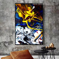 Cerulean Abstract Modern Framed Portmanteau Image Canvas Print for Living Room Wall Flourish