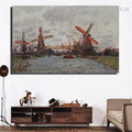 Windmills Near Zaandam Impressionist Reproduction Framed Painting Picture Canvas Print for Room Wall Molding