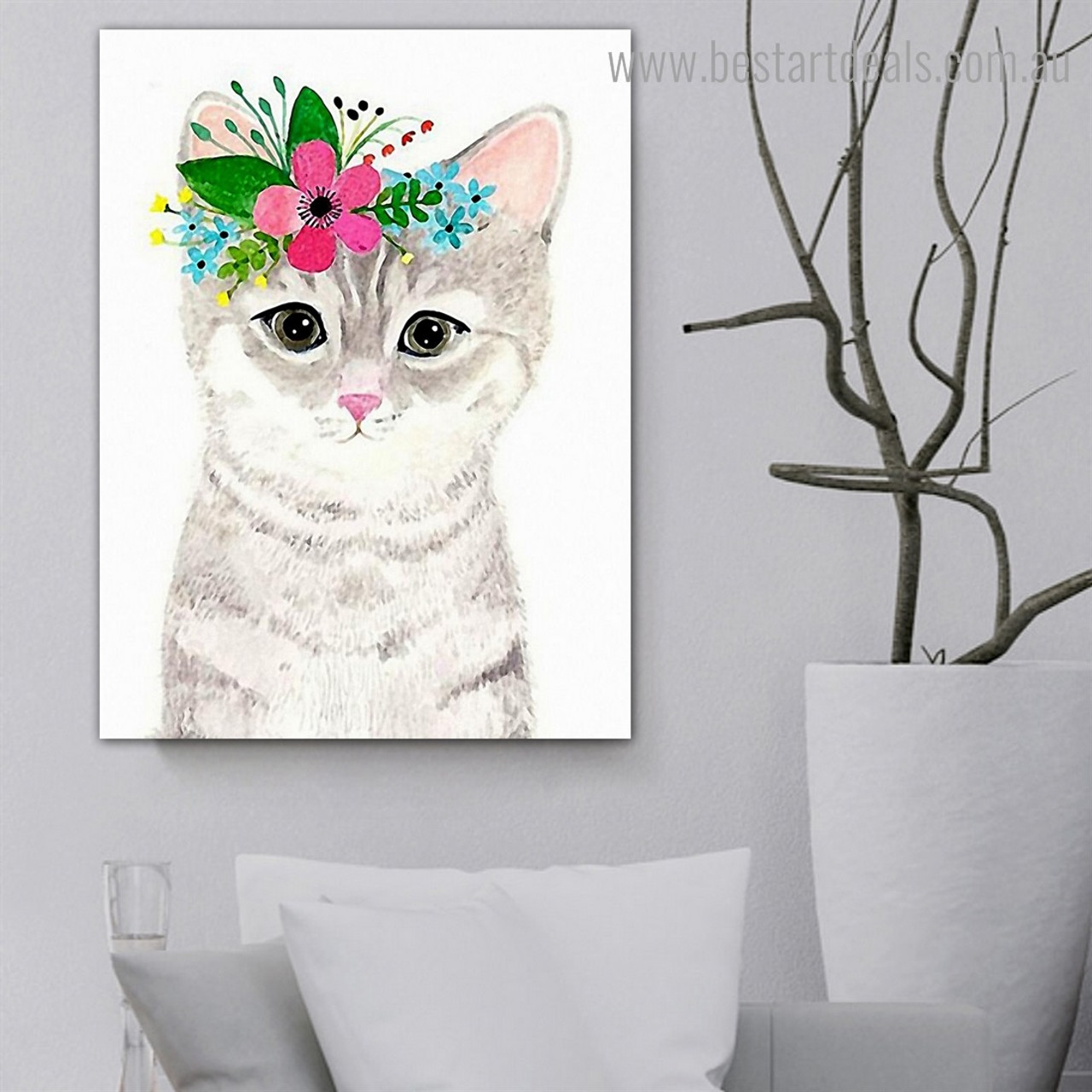 Buy Cute Cat Canvas Print Wall Art Decor.