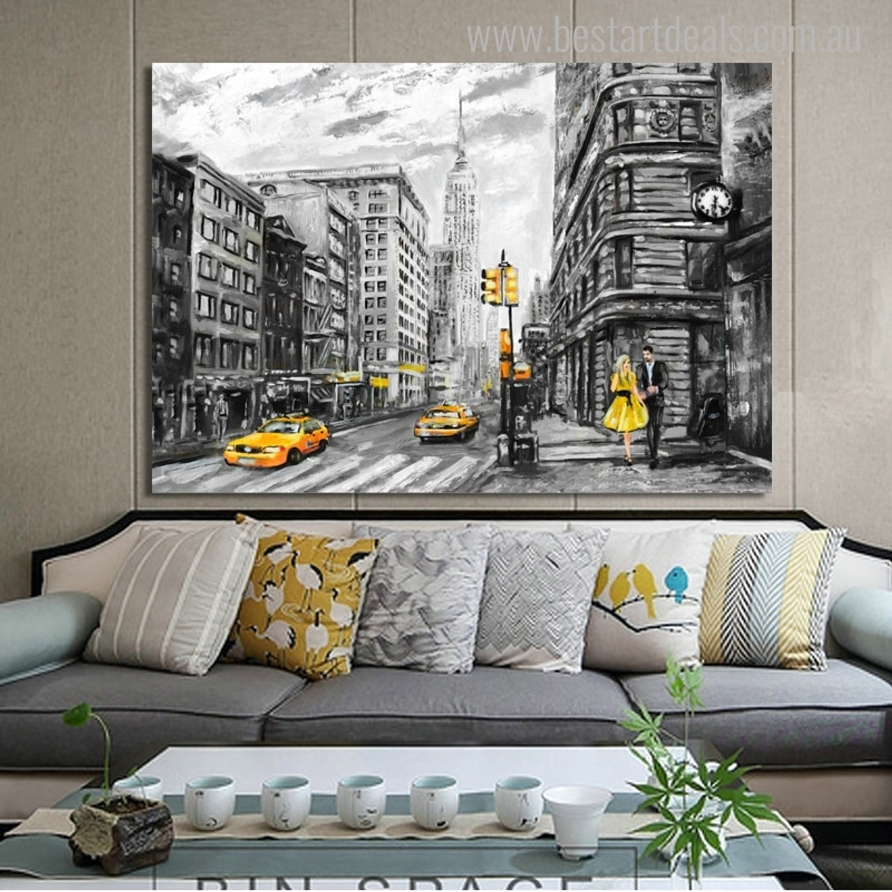 Skyline Art Posters Landscape New York City Skyline Abstract Print Portrait Painting on Canvas,for Living Room and Bedroom 70x100cm no Frame 