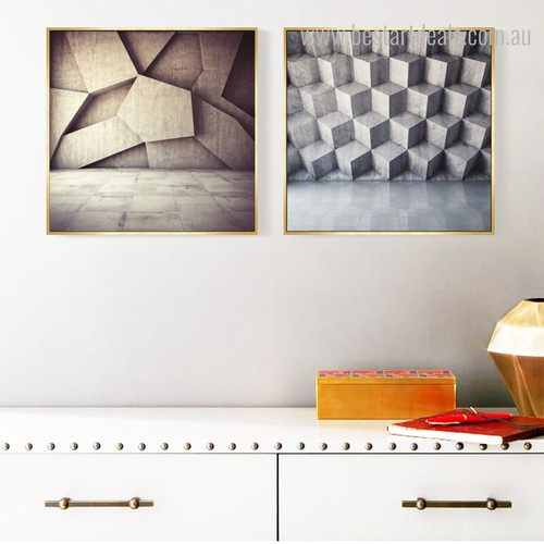 Square Stones Abstract Geometric Modern Framed Painting Photo Canvas Print for Room Wall Outfit