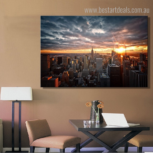 Tower Block Cityscape Modern Framed Painting Photo Canvas Print for Living Room Wall Garnish