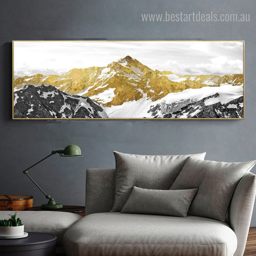 Mountaineers Abstract Panoramic Landscape Framed Vignette Picture Canvas Print for Room Wall Assortment