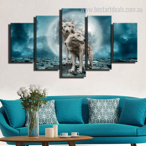 Wolves Animal Nature Modern Framed Painting Photo Canvas Print for Room Wall Outfit