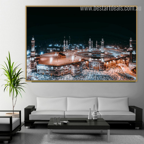 Haram Mosque Islamic Religious Modern Framed Smudge Picture Canvas Print for Room Wall Decoration