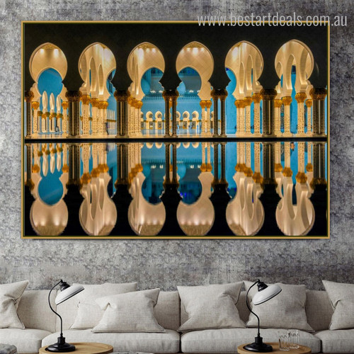 Sheikh Zayed Masjid Islamic Religious Modern Framed Resemblance Portrait Canvas Print for Room Wall Finery