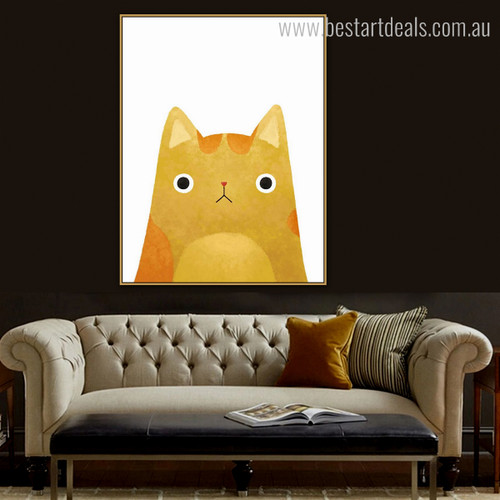 Kitty Cat Abstract Animal Contemporary Framed Tableau Picture Canvas Print for Lounge Room Wall Decoration