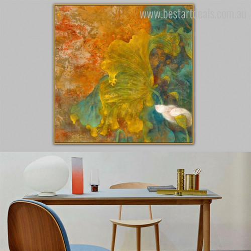 Padma flower Botanical Watercolor Framed Perspective Image Canvas Print for Room Wall Disposition