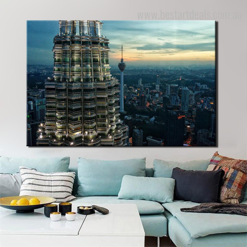 Kuala Lumpur Cityscape Modern Framed Effigy Image Canvas Print for Living Room Wall Decor