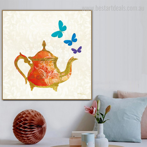 The Kettle Abstract Modern Framed Vignette Portrait Canvas Print for Room Wall Adornment