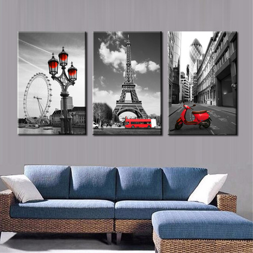 Modern Cities & Eiffel Tower in Paris Paintings Print for House Wall Décor.