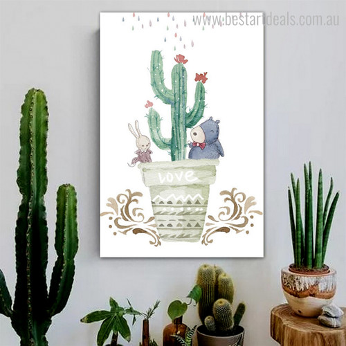 Trichocereus Pachanoi Cactus Botanical Modern Framed Effigy Image Canvas Print for Room Wall Finery