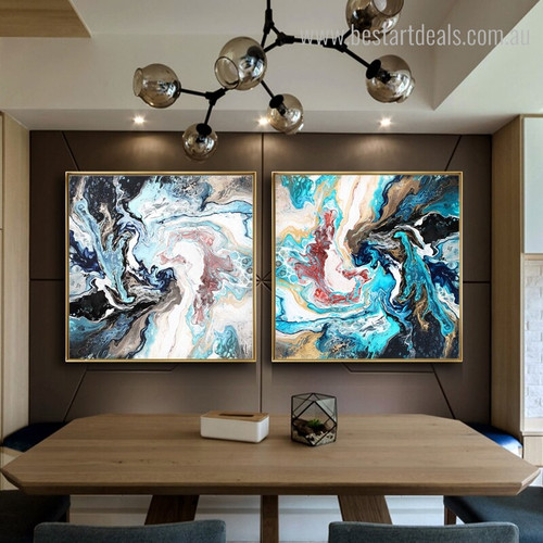 Blend Dye Abstract Contemporary Framed Smudge Photo Print for Dining Room Wall Adornment