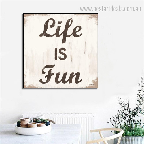Life Fun Typography Framed Effigy Photo Canvas Print for Room Wall Ornament