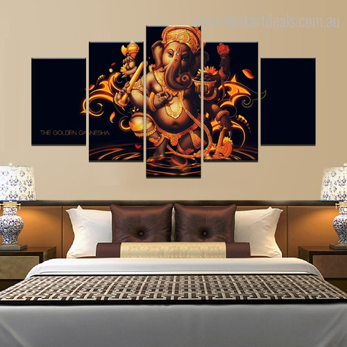 Ganesh Religious Framed Effigy Photo Canvas Print for Bedroom Wall Outfit