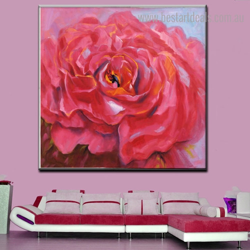 Red Peony Flower Floral Modern Framed Painting Picture Canvas Print for Wall Hanging Decor