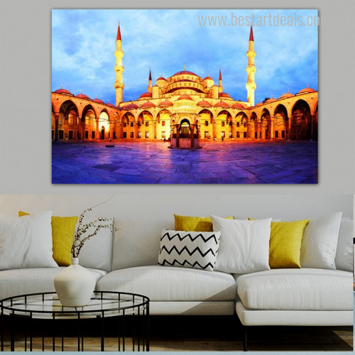 Sultan Ahmed Masjid Islamic Religion & Spirituality Contemporary Framed Painting Photo Canvas Print for Room Wall Getup