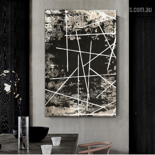 Striations Abstract Modern Framed Painting Shot Canvas Print for Dining Room Wall Hanging Decor