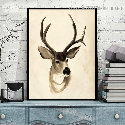 Antelope Animal Modern Framed Painting Portrait Canvas Print for Room Wall Decor