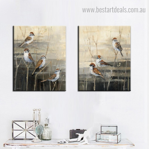 Stand Sparrows Bird Abstract Contemporary Framed Painting Photograph Canvas Print for Room Wall Outfit
