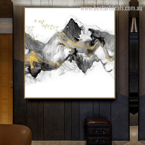 Mountainside Abstract Landscape Modern Framed Portraiture Picture Canvas Print for Room Wall Moulding