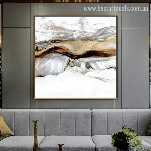 Golden Crest Abstract Landscape Modern Framed Artwork Photo Canvas Print for Room Wall Outfit