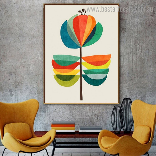 Colorful Leaves Abstract Botanical Nordic Framed Painting Picture Canvas Print for Room Wall Outfit