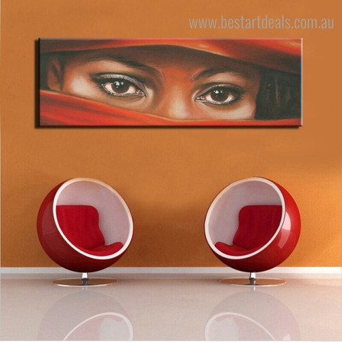 Charming Eyes Abstract Modern Panoramic Framed Portraiture Picture Canvas Print for Room Wall Garniture