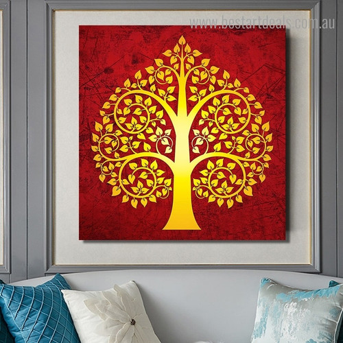 Golden Linden Abstract Buddhism Modern Framed Painting Photo Canvas Print for Room Wall Getup