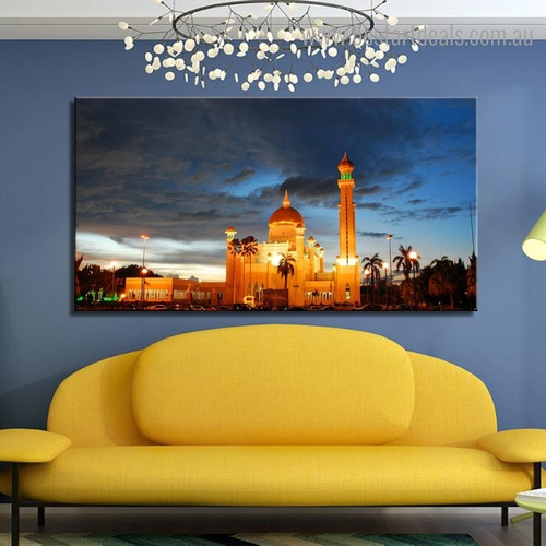 Omar Ali Saifuddien Religious Modern Framed Painting Photo Canvas Print for Room Wall Decoration