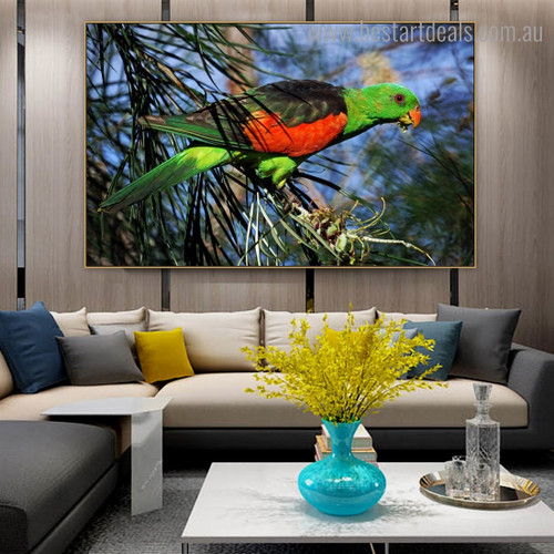 Lorikeet Bird Modern Framed Portraiture Image Canvas Print for Room Wall Disposition