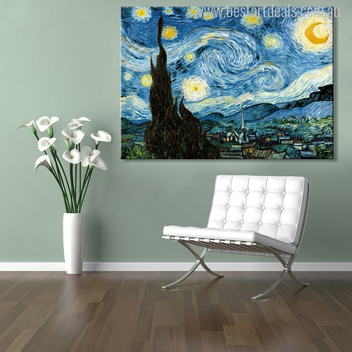 The Starry Night Painting Print for Living Room Decor
